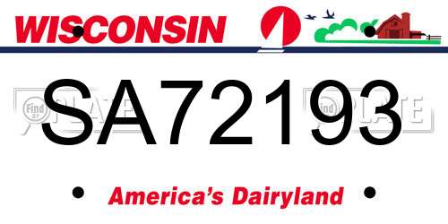 SA72193 Wisconsin License Plate