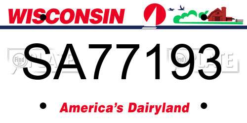 SA77193 Wisconsin License Plate