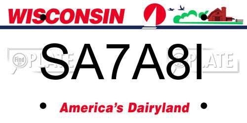 SA7A8I Wisconsin License Plate