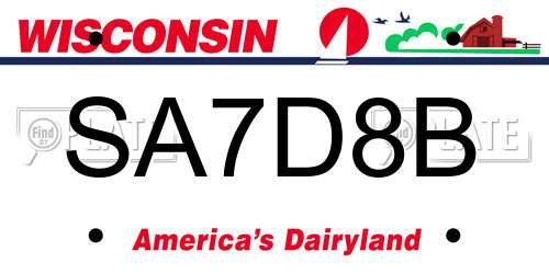 SA7D8B Wisconsin License Plate