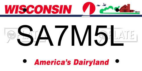 SA7M5L Wisconsin License Plate