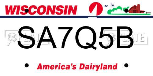 SA7Q5B Wisconsin License Plate