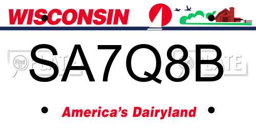 SA7Q8B Wisconsin License Plate