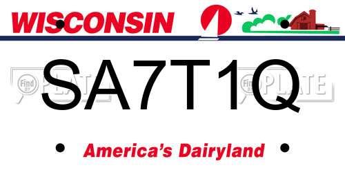 SA7T1Q Wisconsin License Plate