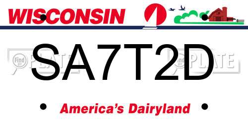 SA7T2D Wisconsin License Plate