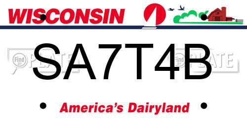 SA7T4B Wisconsin License Plate