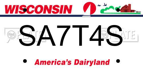 SA7T4S Wisconsin License Plate