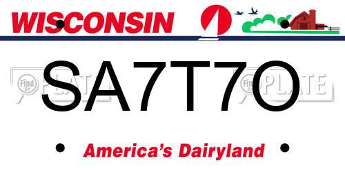 SA7T7O Wisconsin License Plate