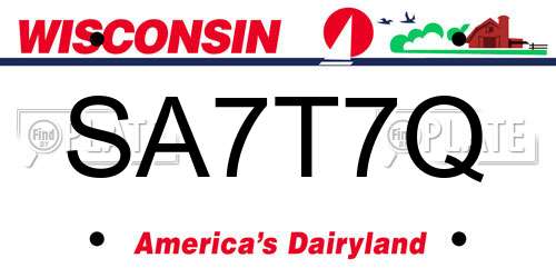 SA7T7Q Wisconsin License Plate