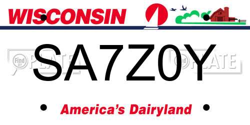 SA7Z0Y Wisconsin License Plate