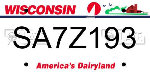 SA7Z193 Wisconsin License Plate
