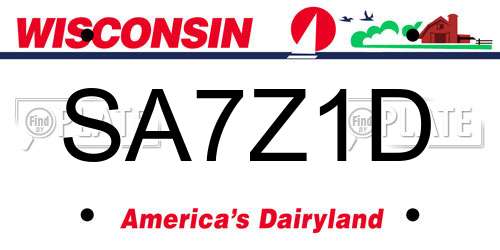 SA7Z1D Wisconsin License Plate