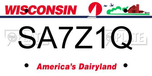SA7Z1Q Wisconsin License Plate