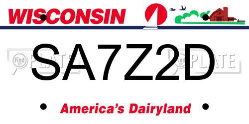 SA7Z2D Wisconsin License Plate