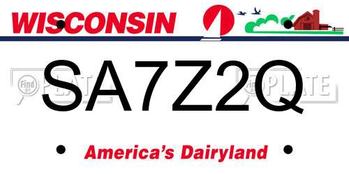 SA7Z2Q Wisconsin License Plate