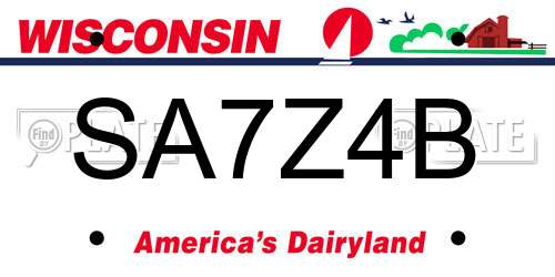 SA7Z4B Wisconsin License Plate