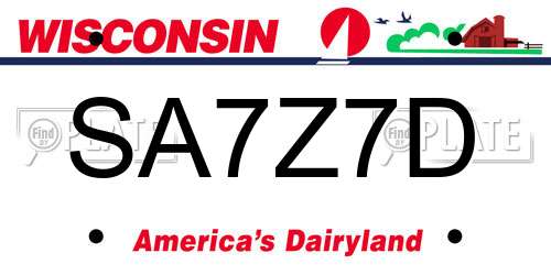 SA7Z7D Wisconsin License Plate