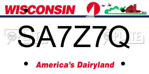 SA7Z7Q Wisconsin License Plate