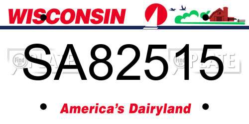 SA82515 Wisconsin License Plate