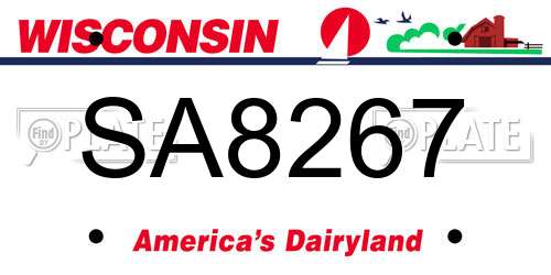 SA8267 Wisconsin License Plate