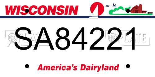 SA84221 Wisconsin License Plate