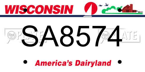 SA8574 Wisconsin License Plate