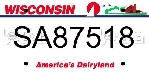 SA87518 Wisconsin License Plate