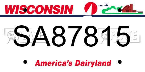 SA87815 Wisconsin License Plate