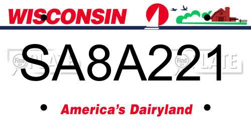 SA8A221 Wisconsin License Plate
