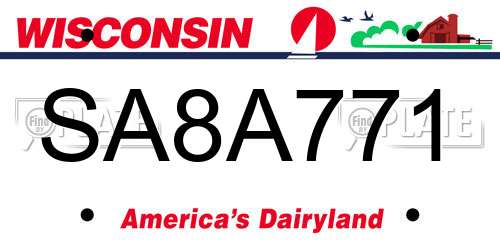 SA8A771 Wisconsin License Plate