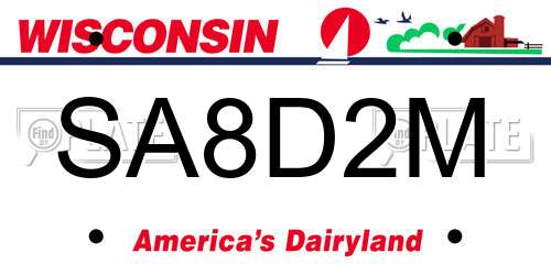 SA8D2M Wisconsin License Plate