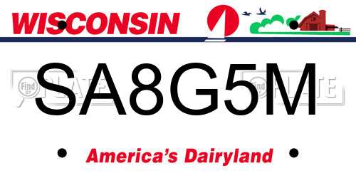 SA8G5M Wisconsin License Plate