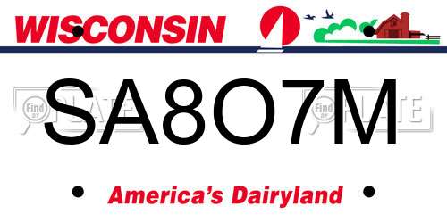SA8O7M Wisconsin License Plate