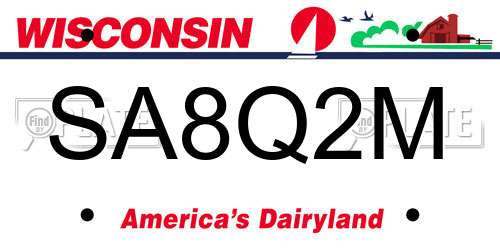 SA8Q2M Wisconsin License Plate