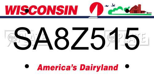 SA8Z515 Wisconsin License Plate