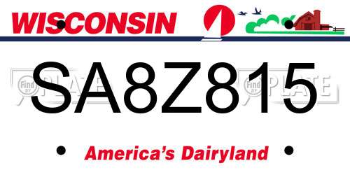 SA8Z815 Wisconsin License Plate