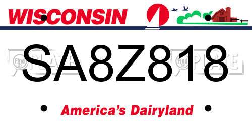 SA8Z818 Wisconsin License Plate
