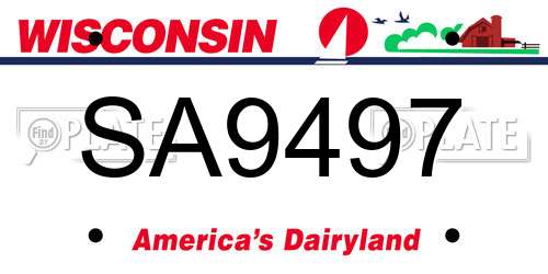 SA9497 Wisconsin License Plate