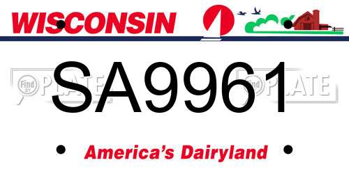 SA9961 Wisconsin License Plate