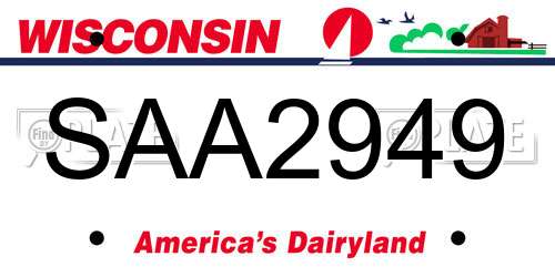 SAA2949 Wisconsin License Plate