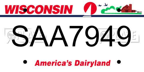 SAA7949 Wisconsin License Plate