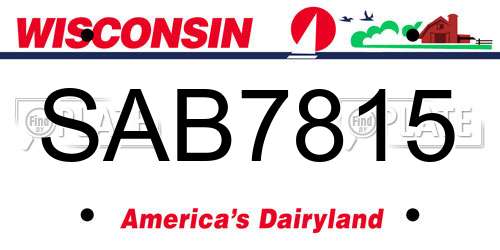 SAB7815 Wisconsin License Plate