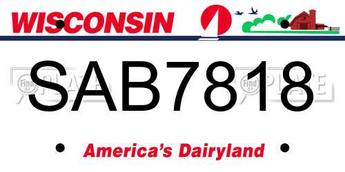 SAB7818 Wisconsin License Plate