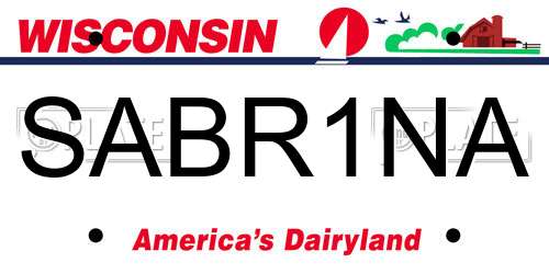 SABR1NA Wisconsin License Plate