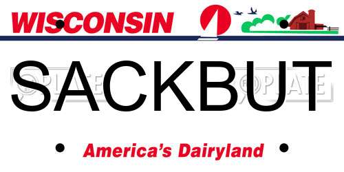 SACKBUT Wisconsin License Plate