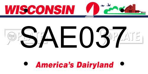 SAE037 Wisconsin License Plate