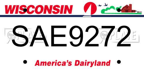 SAE9272 Wisconsin License Plate