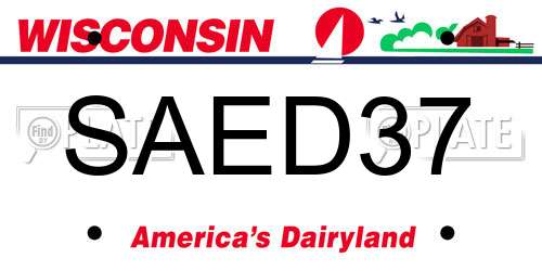 SAED37 Wisconsin License Plate
