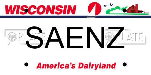 SAENZ Wisconsin License Plate