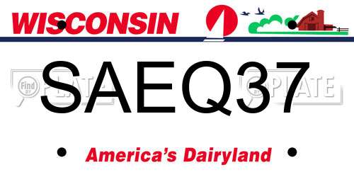 SAEQ37 Wisconsin License Plate
